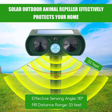 Load image into Gallery viewer, Solar Powered and Ultrasonic Animal Repellent