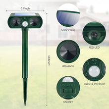 Load image into Gallery viewer, Solar Powered and Ultrasonic Animal Repellent