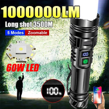 Load image into Gallery viewer, Super Bright LED Tactical Flashlight Rechargeable 100000 LM
